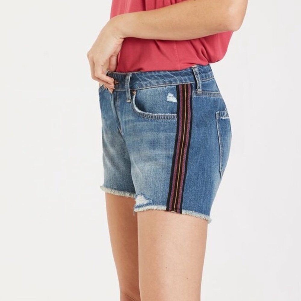 NWT Y2K Side Striped Cut-Off Distressed Denim Shorts